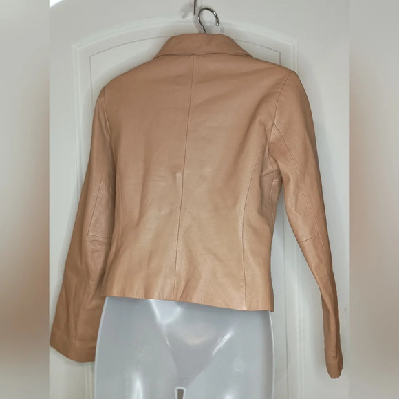 Light brown WILSONS biker preppy LEATHER PEELE STUDIO coat size small - Picture 6 of 11